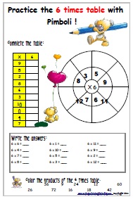 example printable worksheet 6 times table